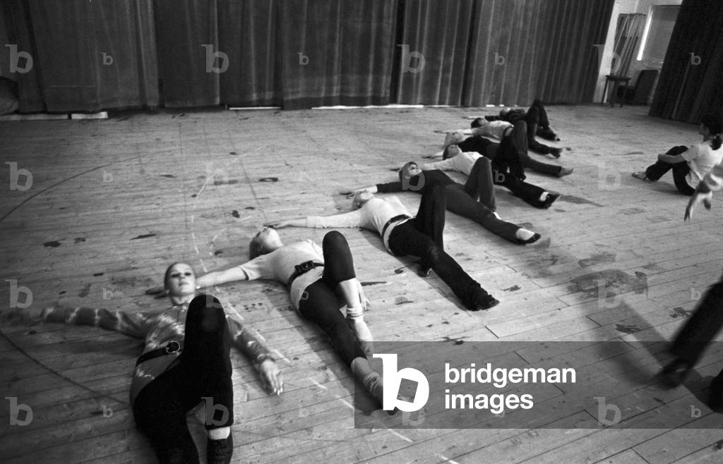 The ZDF TV ballet company during the training, Germany 1970