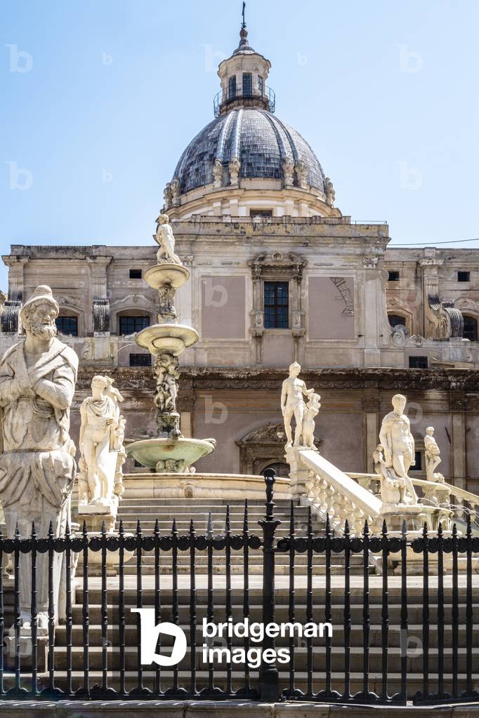 The Praetorian Fountain and the dome of San Giuseppe dei Teatini, Palermo, Sicily Italy, 2014 (photo)