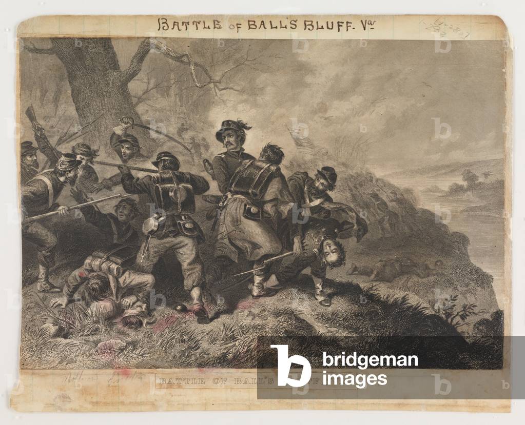 Battle of Ball's Bluff, Virginia, 21st October 1861, from the Robert Knox Sneden Diary, 1861-65 (litho)
