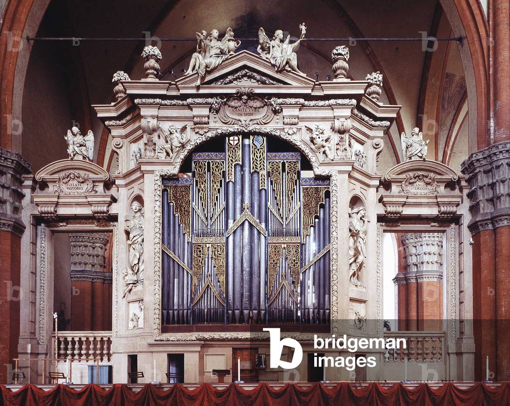 Die Orgel von Baldassare Malamini in der Basilika von San Petronio in Bologna. 1596.
