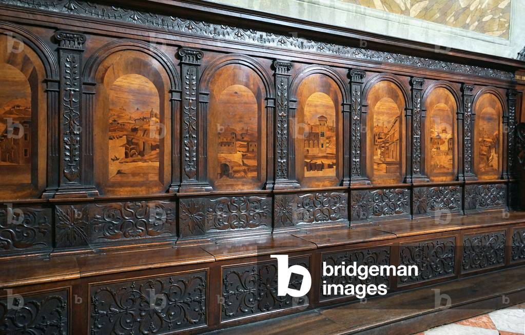 Wooden choir of San Prospero, Reggio Emilia, Emilia-Romagna, Italy (photo)