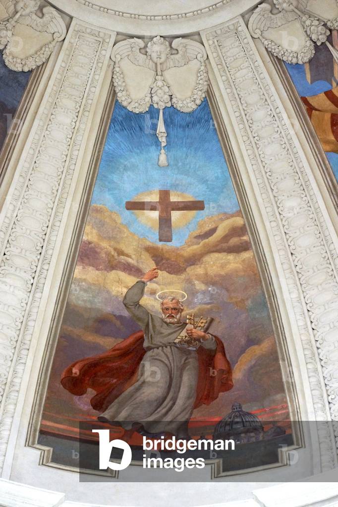 Fresco of St. Peter in the dome of St. Peter, Reggio Emilia, Emilia-Romagna, Italy (photo)