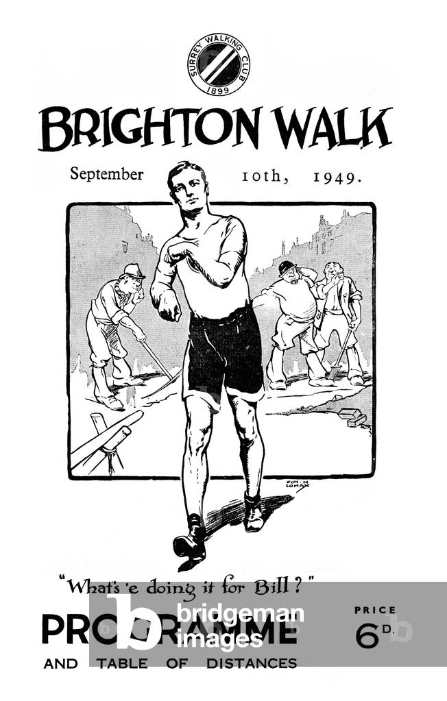 Programme for the 'Brighton Walk', printed for the Surrey Walking Club, September 10th 1949 (litho)