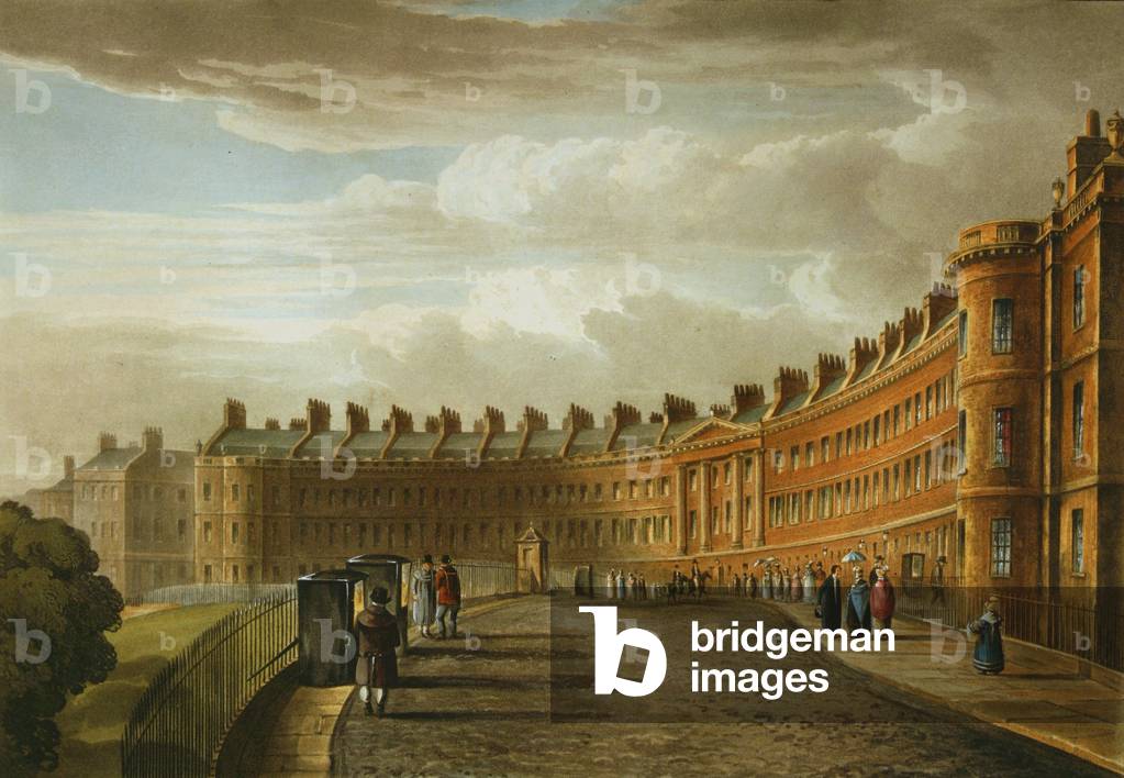 Lansdown Crescent, Bath, 1820 (Farbe litho)