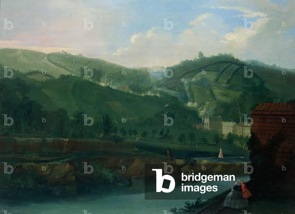 View towards Prior Park from the River, Bath (oil on canvas)