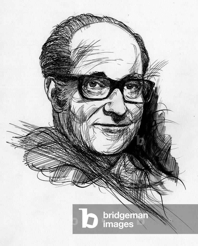 Image of Drawing depicting Portrait of the French historian and television man Alain Decaux (born 1925). (pen)
