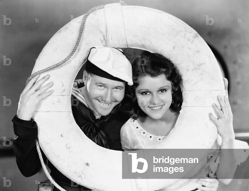 Portrait of Sailor and Sweetheart with Life Preserver