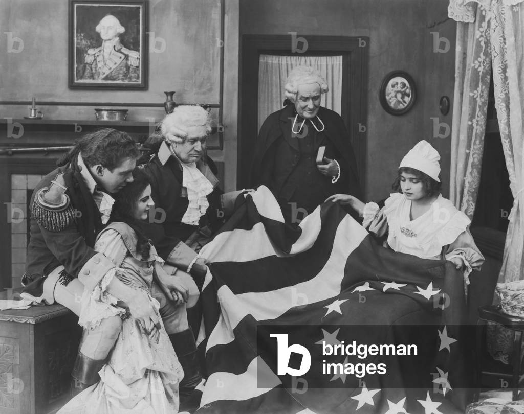 Admiring the Betsy Ross flag