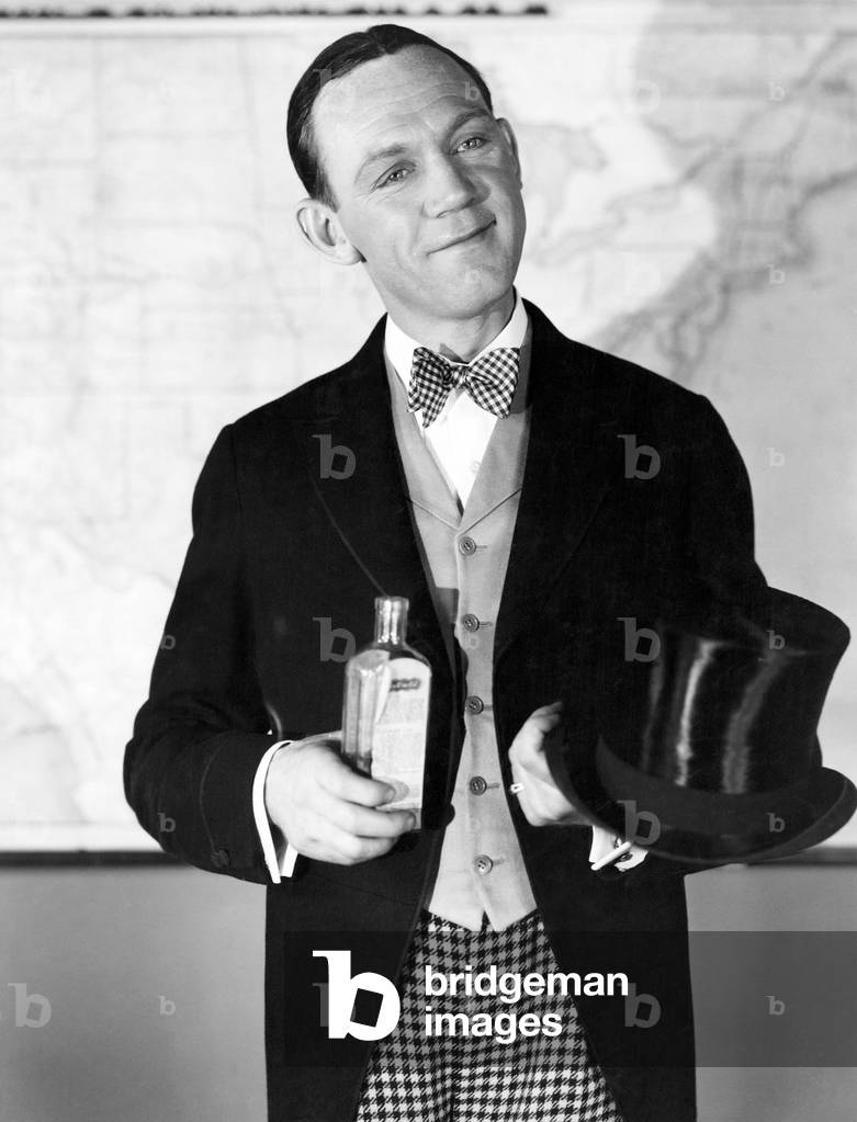 Portrait of Man with Top Hat and Bottle