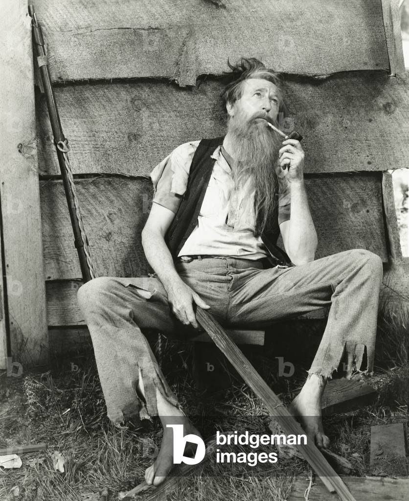 Hillbilly smokes clay pipe - (ov267)