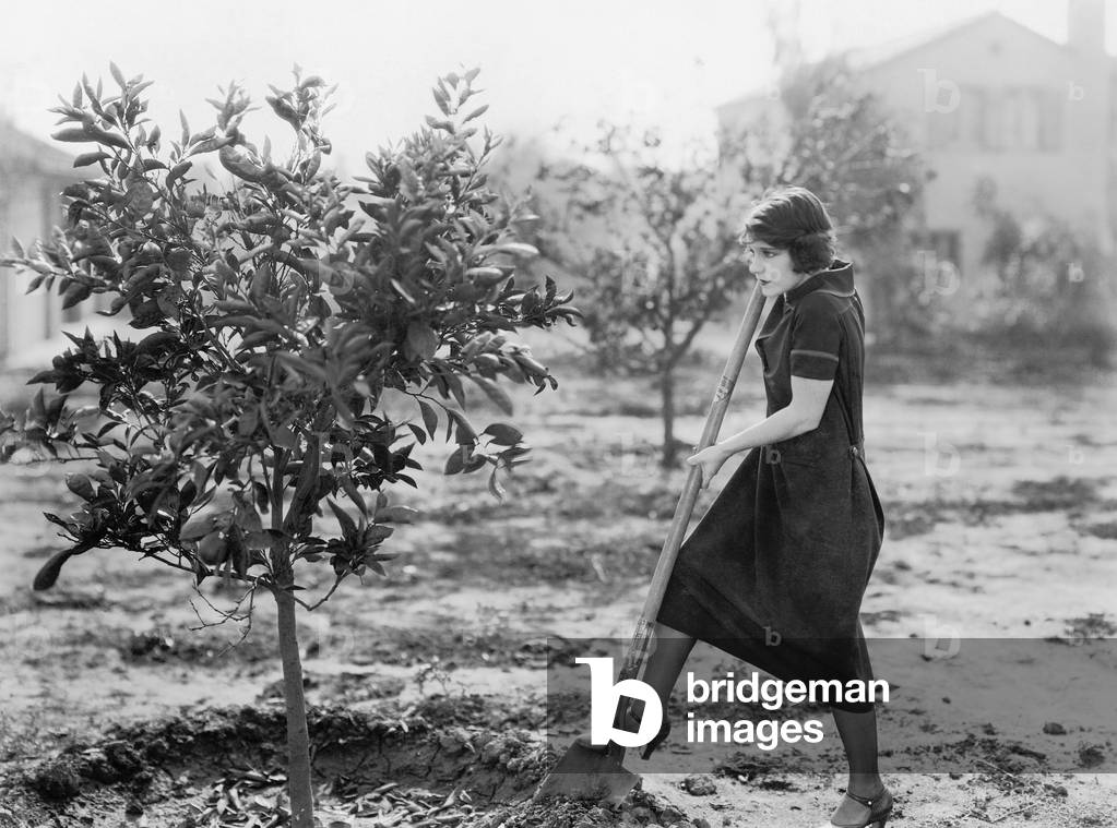 Young Woman in a Garden Doing Gardening