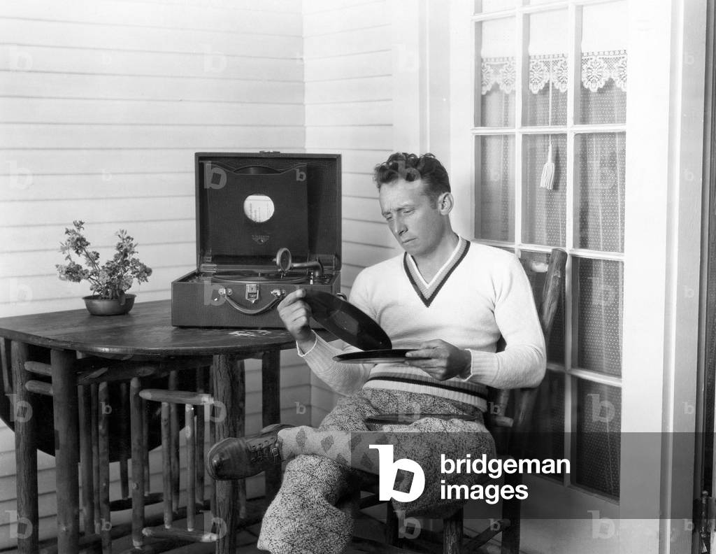 Man Listening to Records