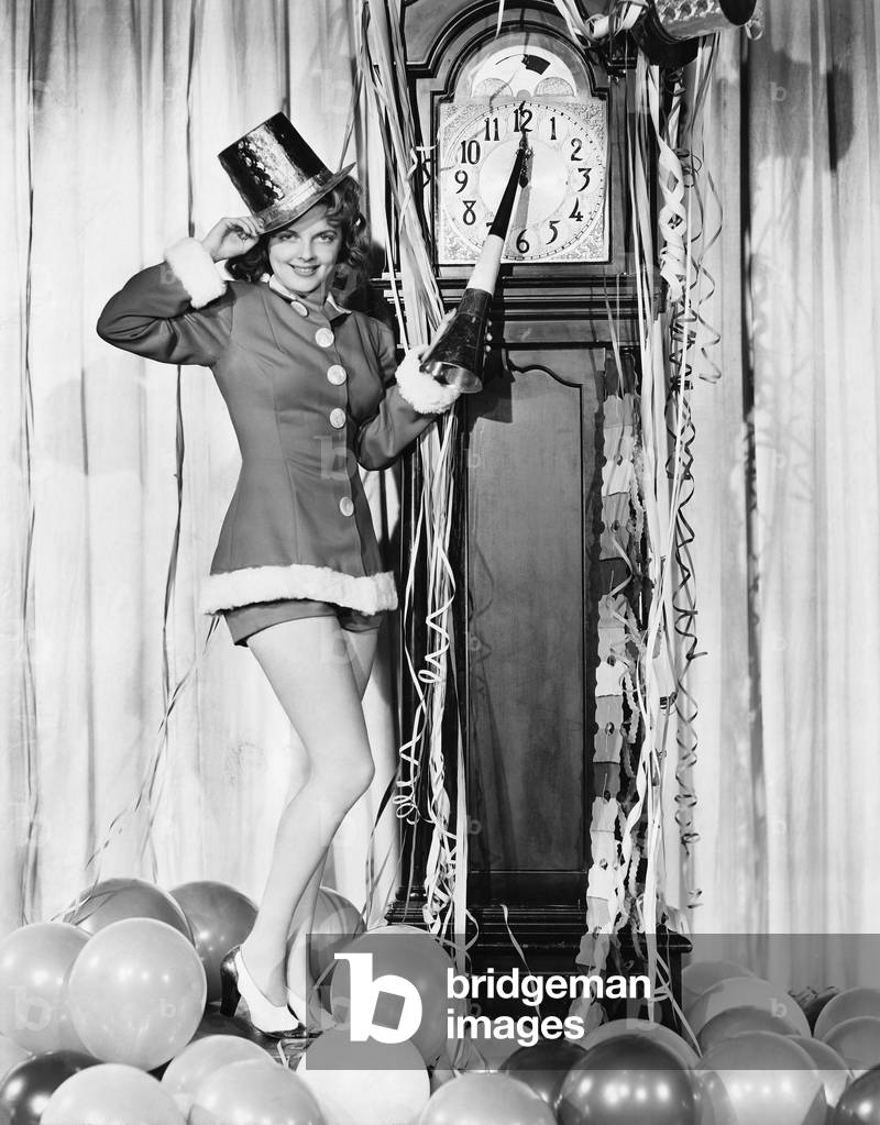 Woman Celebrates at Midnight