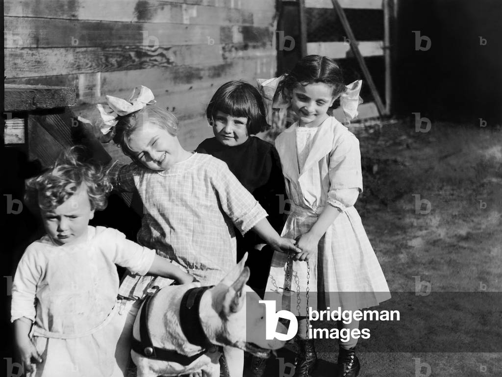 Portrait of Children Outside with Dog