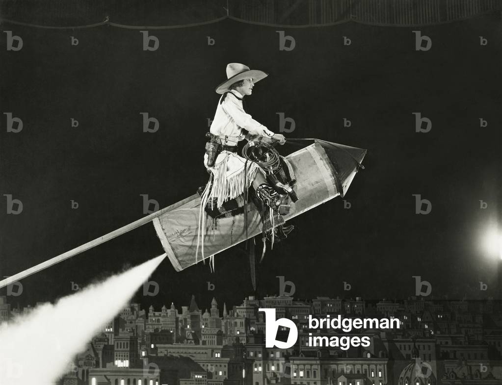 Cowgirl takes off on a rocket - (ov192)