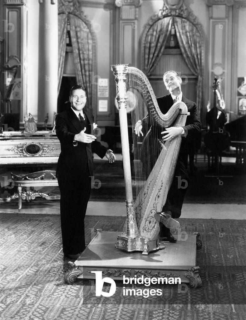 Musician Playing a Harp