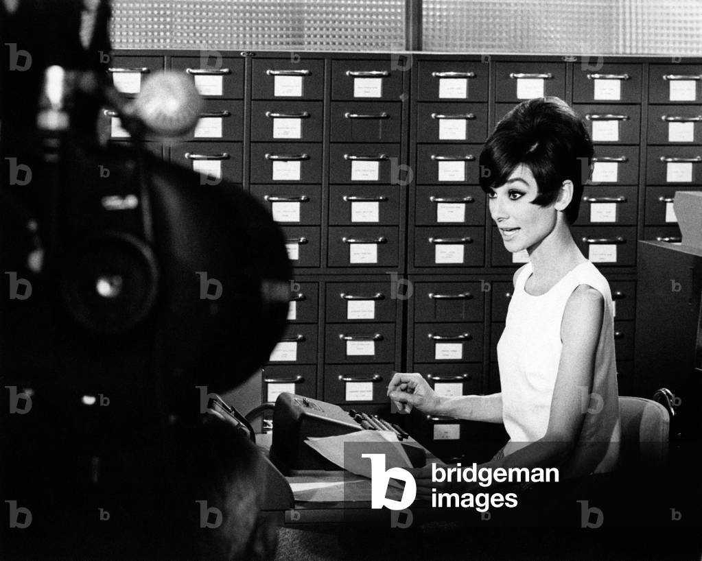 Audrey Hepburn in the office in the role of a secretary