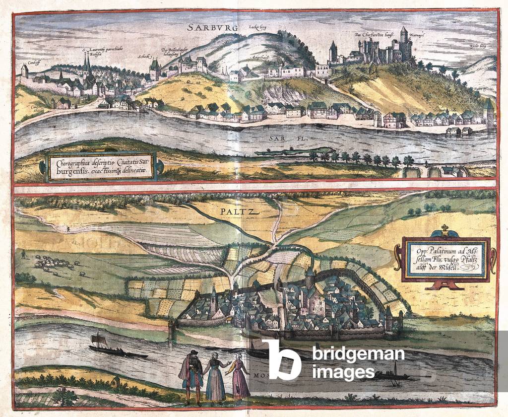 Saarburg, Pfalzel, Germany -  in 'Civitates Orbis Terrarum' by Georg Braun, Cologne 1617