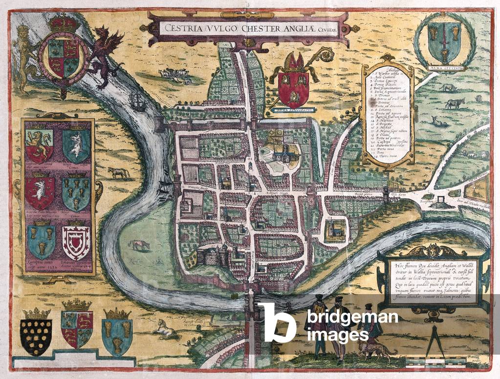 Chester - Great Britain, in 'Civitates Orbis Terrarum' by Georg Braun, Cologne 1617