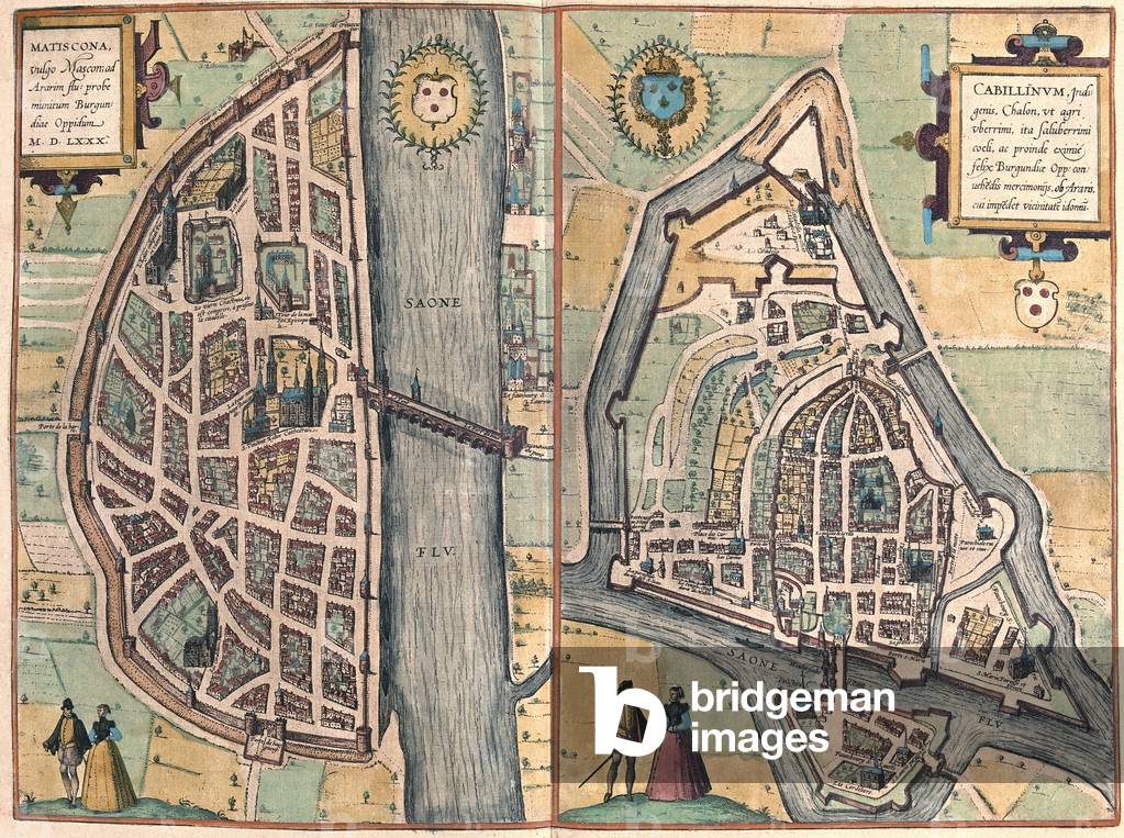 Macon - Chalons sur Saone, France - in 'Civitates Orbis Terrarum' by Georg Braun, Cologne 1617