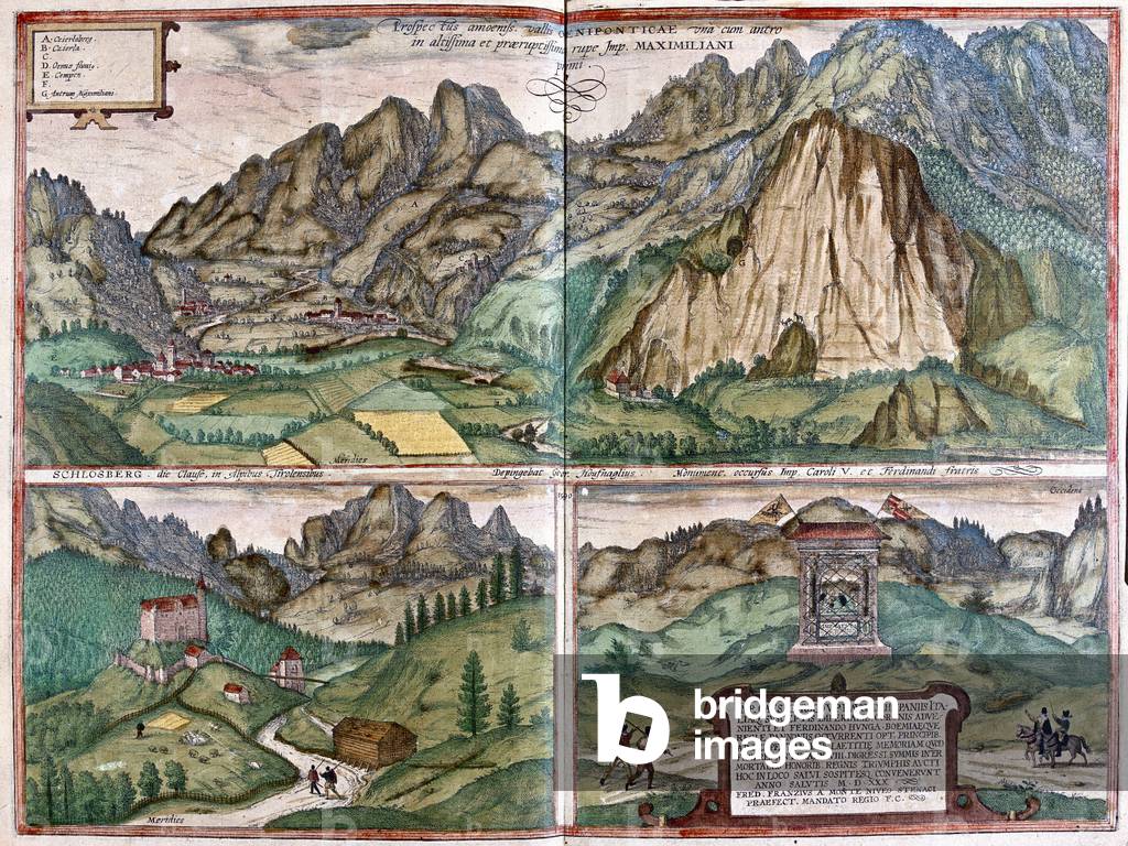 Inn Valley - Schlosberg - The cave of Emperor Maximilian I - Austria -  in 'Civitates Orbis Terrarum' by Georg Braun, Cologne 1617