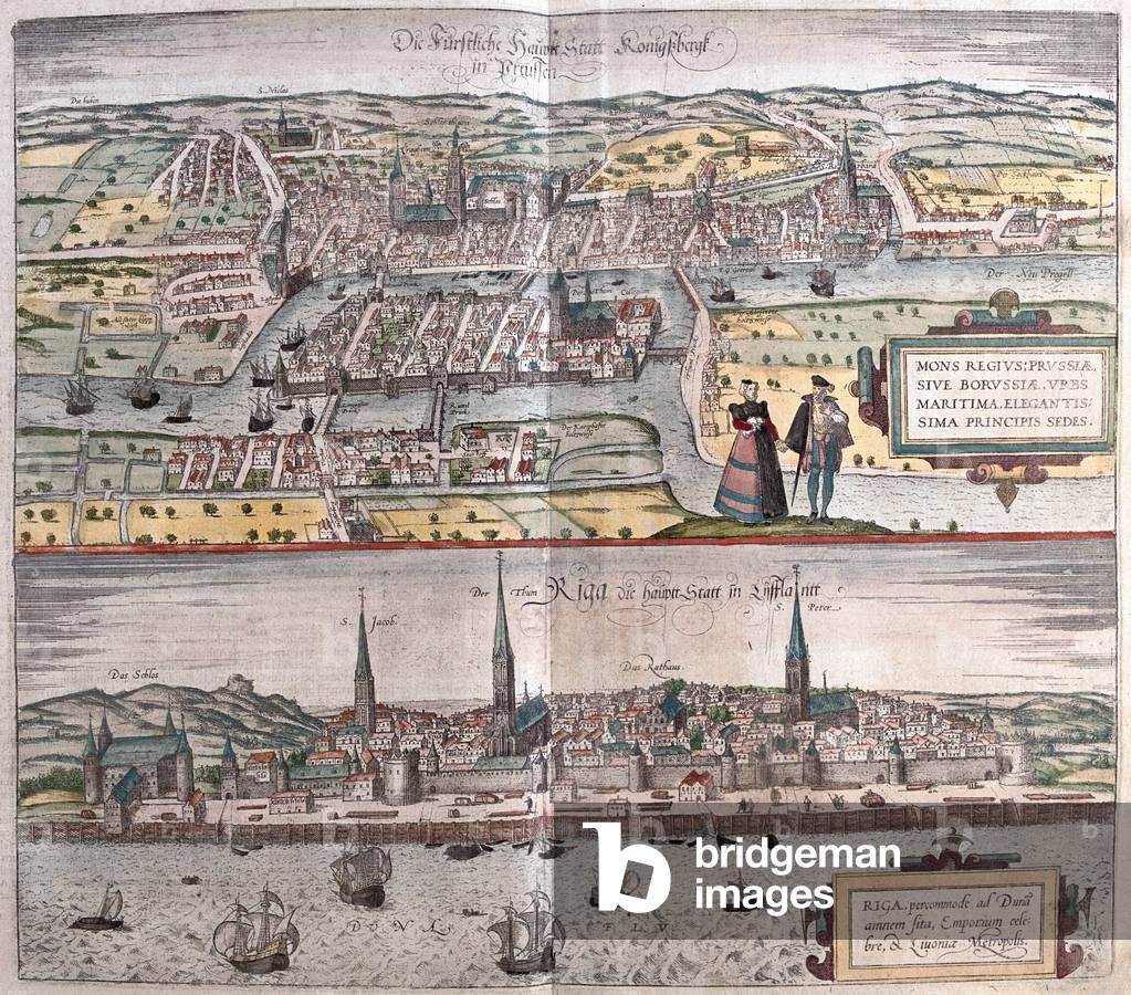 Konigsberg ( Germany and Poland), Riga (Lettonia) - in 'Civitates Orbis Terrarum' by Georg Braun, Cologne 1617