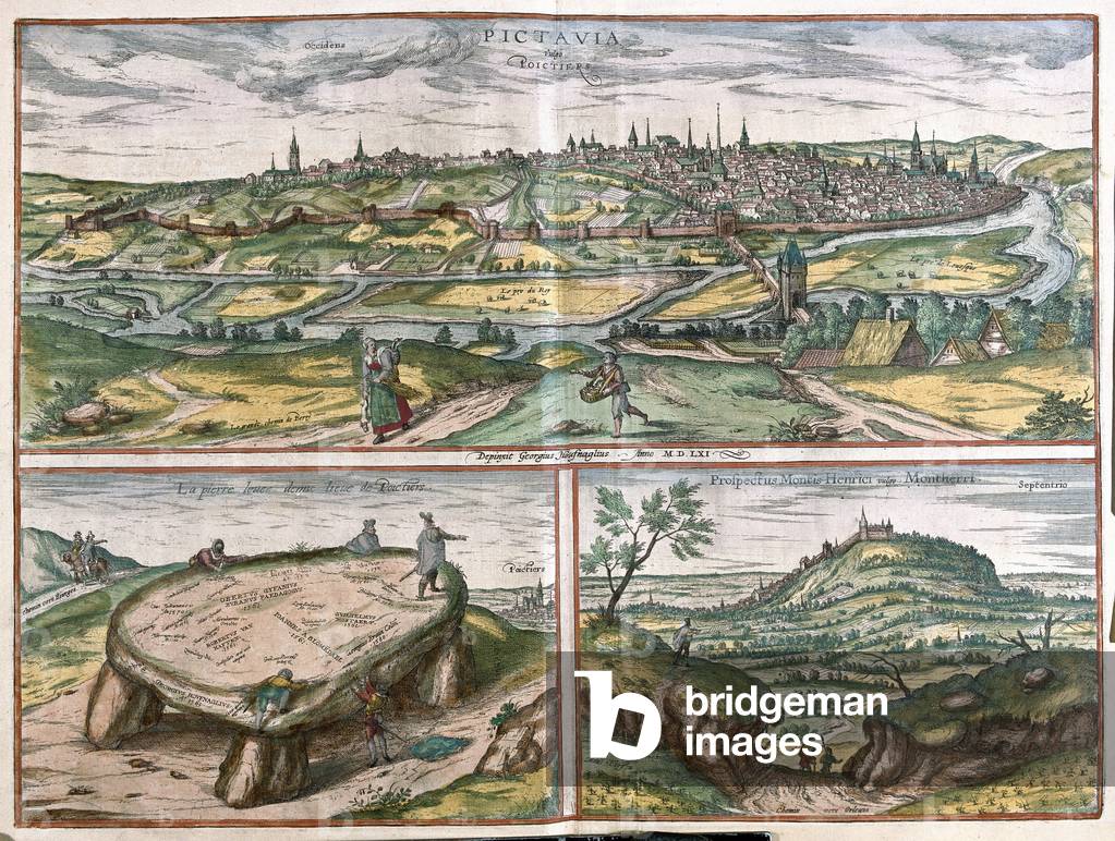 Montpellier, Tours and Poitiers, France - in 'Civitates Orbis Terrarum' by Georg Braun, Cologne 1617