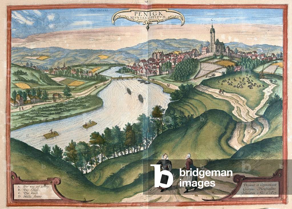 Penig, Germany -  in 'Civitates Orbis Terrarum' by Georg Braun, Cologne 1617