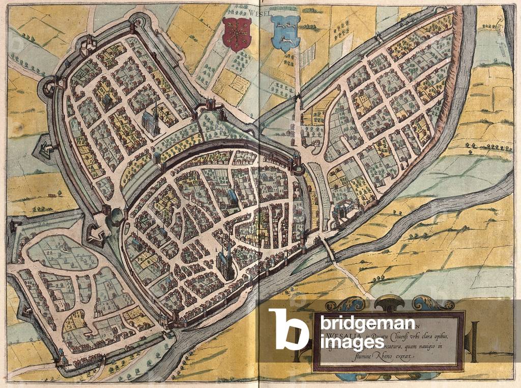 Wesel,in Nordrhein Westphalia, Germany - in 'Civitates Orbis Terrarum' by Georg Braun, Cologne 1617