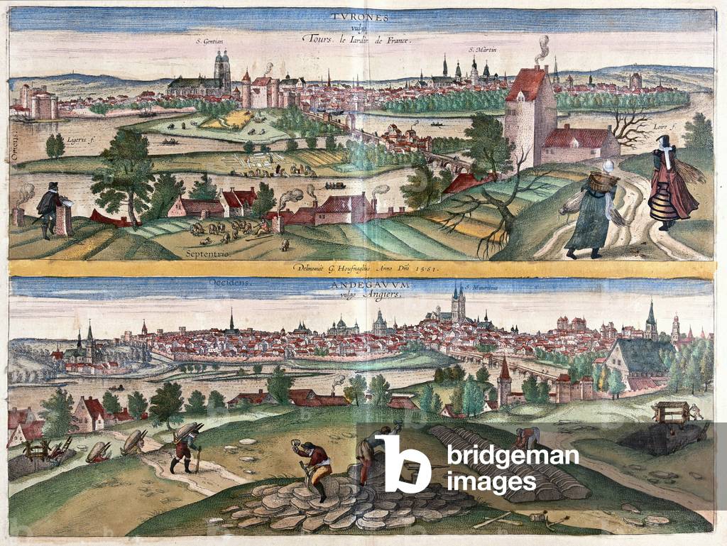 Tours- Angers, the garden of France - in 'Civitates Orbis Terrarum' by Georg Braun, Cologne 1617