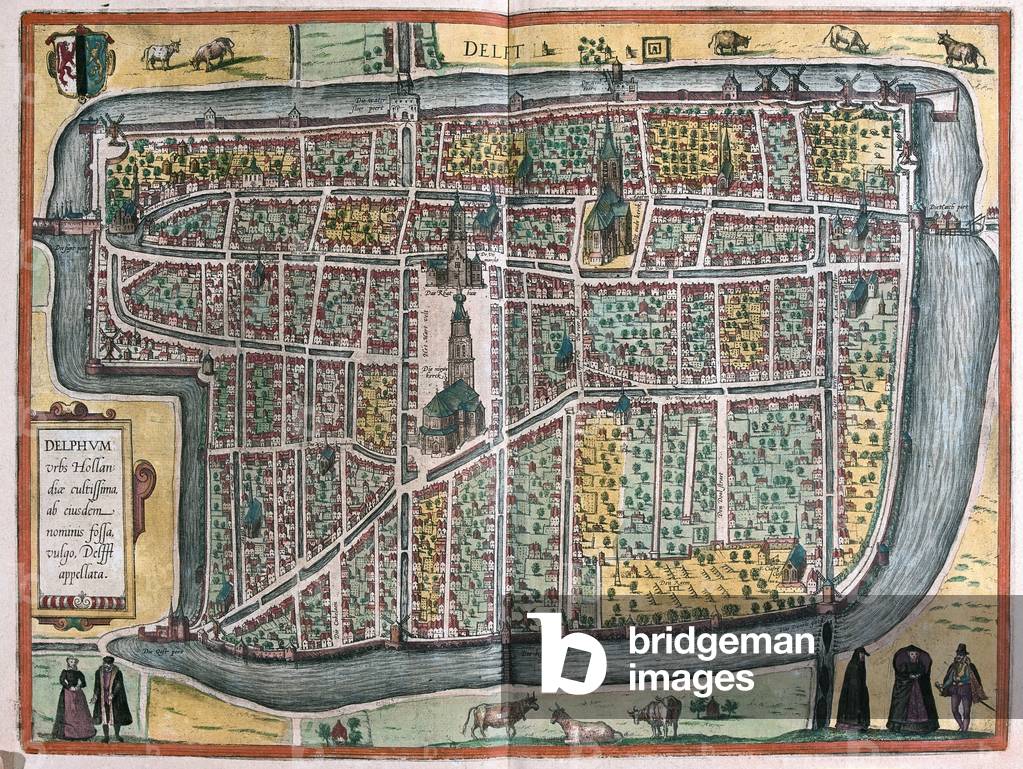 map of Delft, Netherlands, 1617 (engraving)