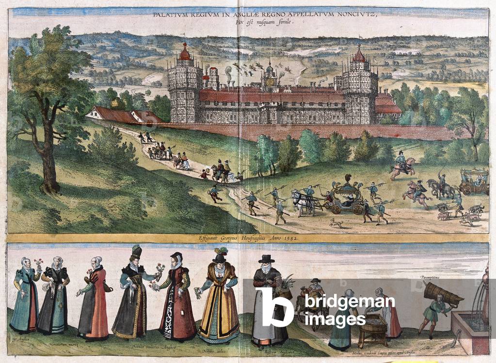 Nonsuch (Palace in Surrey), England - in 'Civitates Orbis Terrarum' by Georg Braun, Cologne 1617