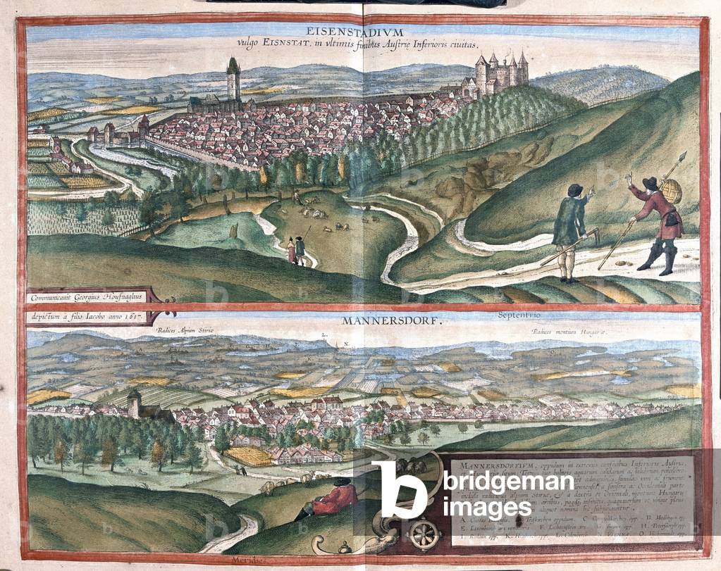 Eisenstadtt, Germany - Mannersdorf ,Austria -  in 'Civitates Orbis Terrarum' by Georg Braun, Cologne 1617