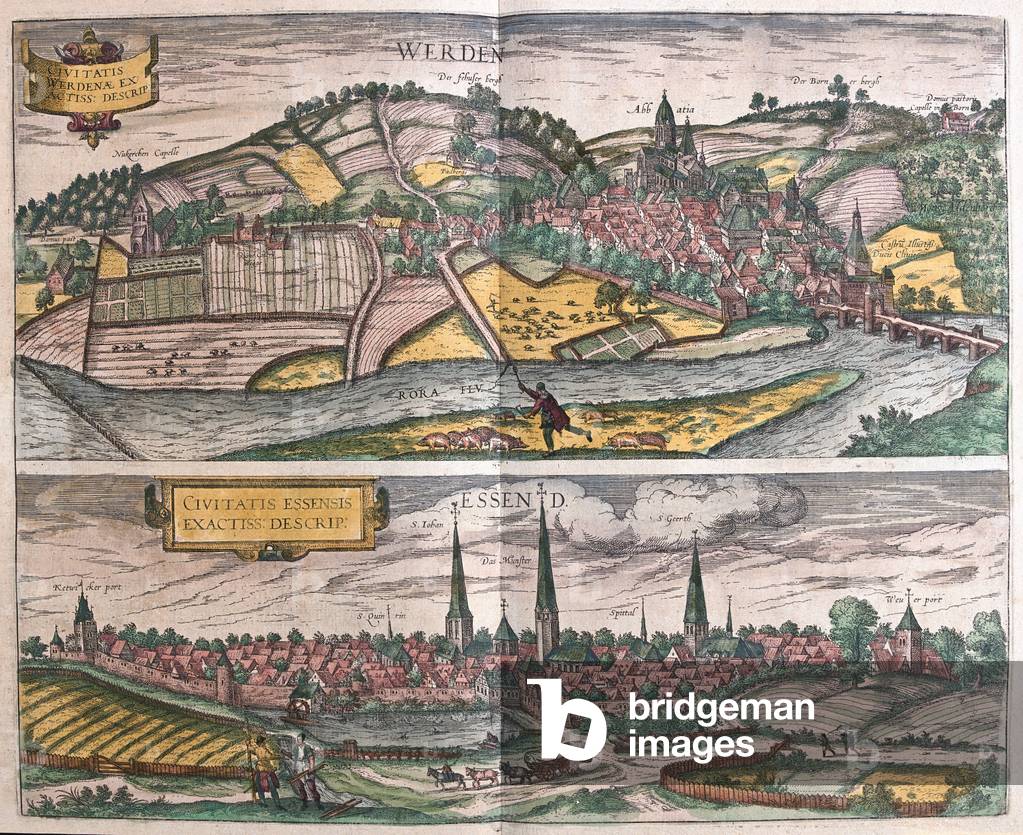 Essen and Werden, Germany - in 'Civitates Orbis Terrarum' by Georg Braun, Cologne 1617