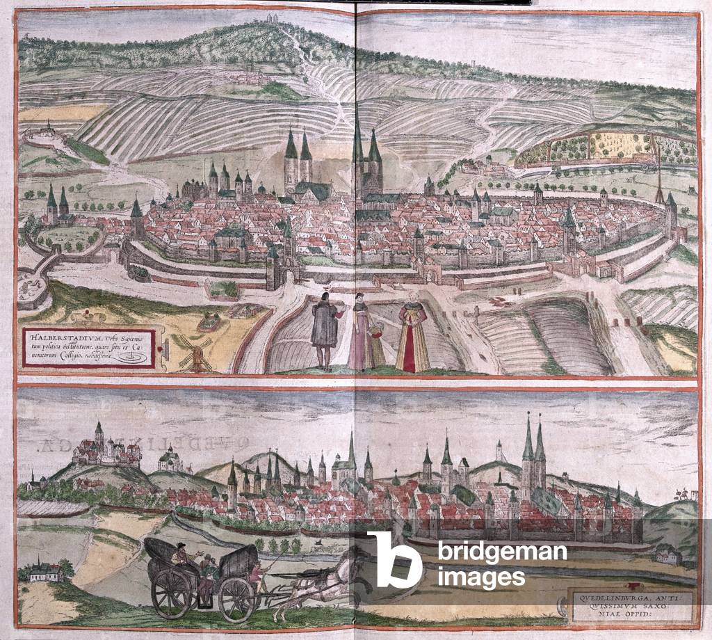 Halberstadt and Quedlinburg, Germany - in 'Civitates Orbis Terrarum' by Georg Braun, Cologne 1617