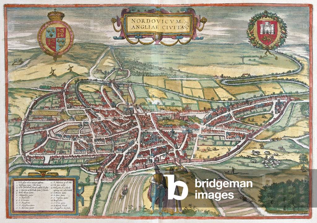 Norfolk - Great Britain, in 'Civitates Orbis Terrarum' by Georg Braun, Cologne 1617