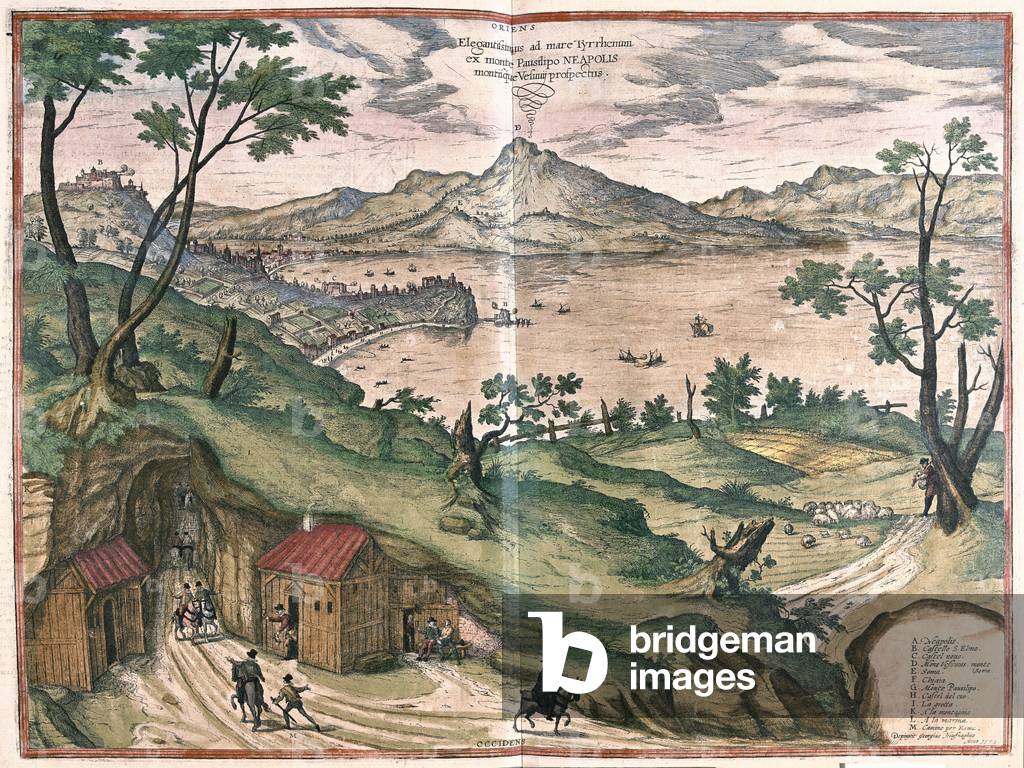 Gulf of Naples and Vesuvio -  in 'Civitates Orbis Terrarum' by Georg Braun, Cologne 1617