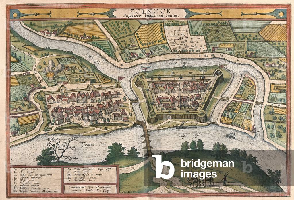 Szolnok, Hungary -  in 'Civitates Orbis Terrarum' by Georg Braun, Cologne 1617