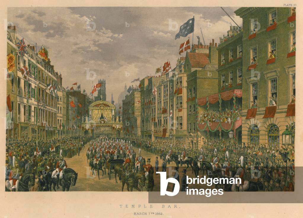 Temple Bar, March 7th 1863, 1863 (colour litho)