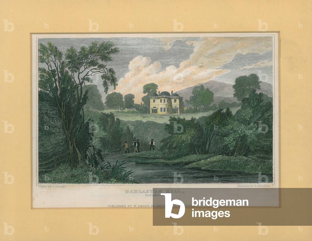 Darlaston Hall, Staffordshire (coloured engraving)