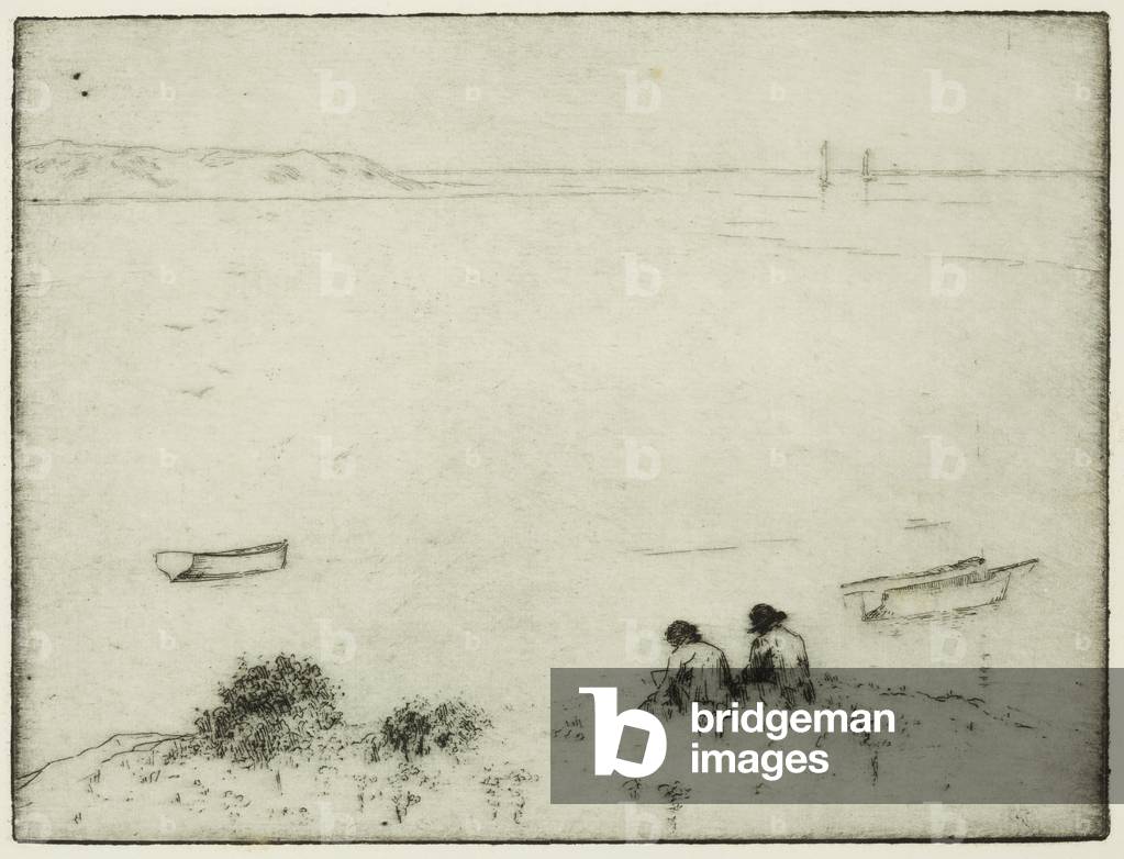 Sketching by the Sea (etching)