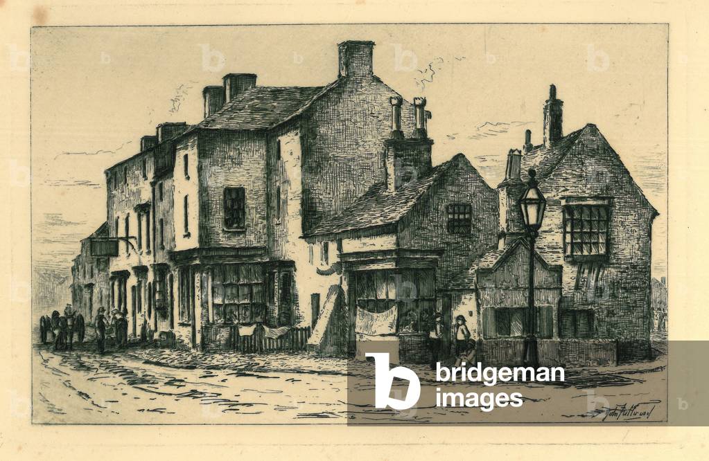 Old Buildings Walsall (Called Town's End Bank) from 'Remnants Of Old Wolverhampton' Vol.I. No.s 1-37, published 1880 (etching)