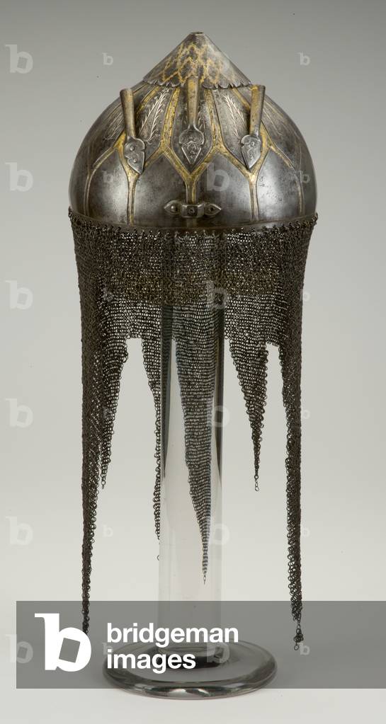 Kulah Khud, helmet (iron, silver & gold)