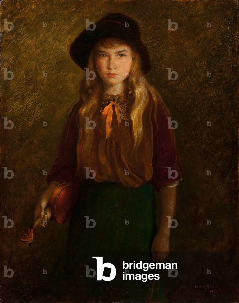 il giovani violinista olio su tavola