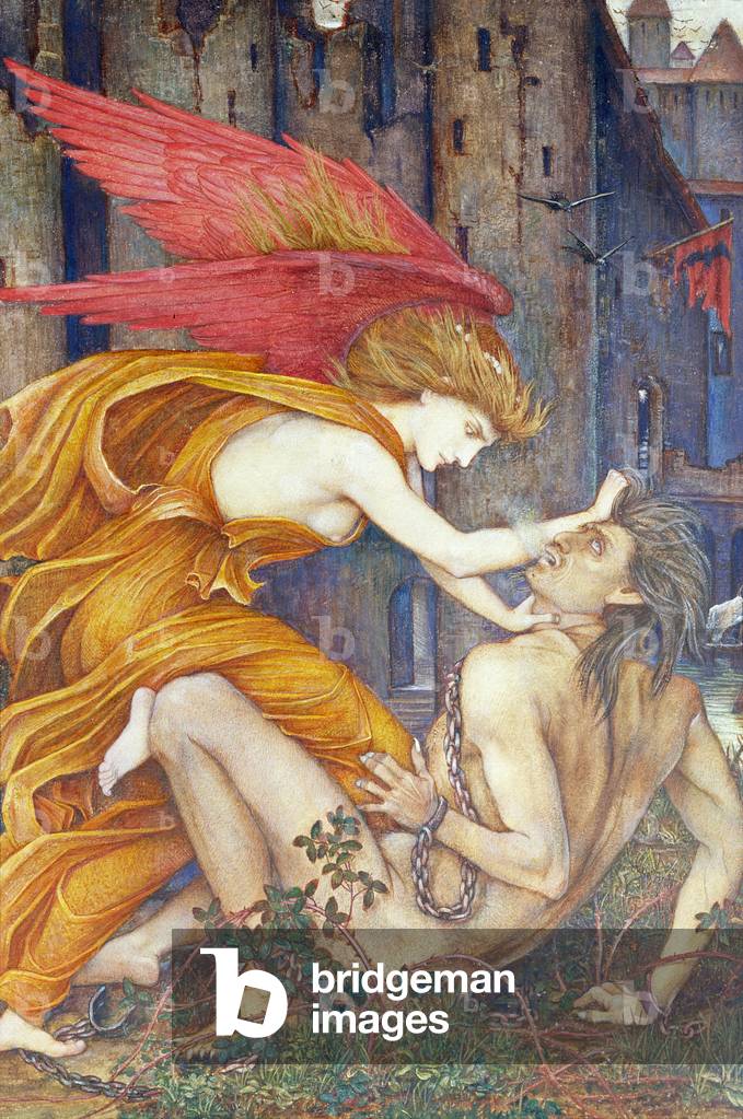 "Wissen erwürgt Unwissenheit (w/c)", 19. Jahrhundert von John Roddam Spencer Stanhope
