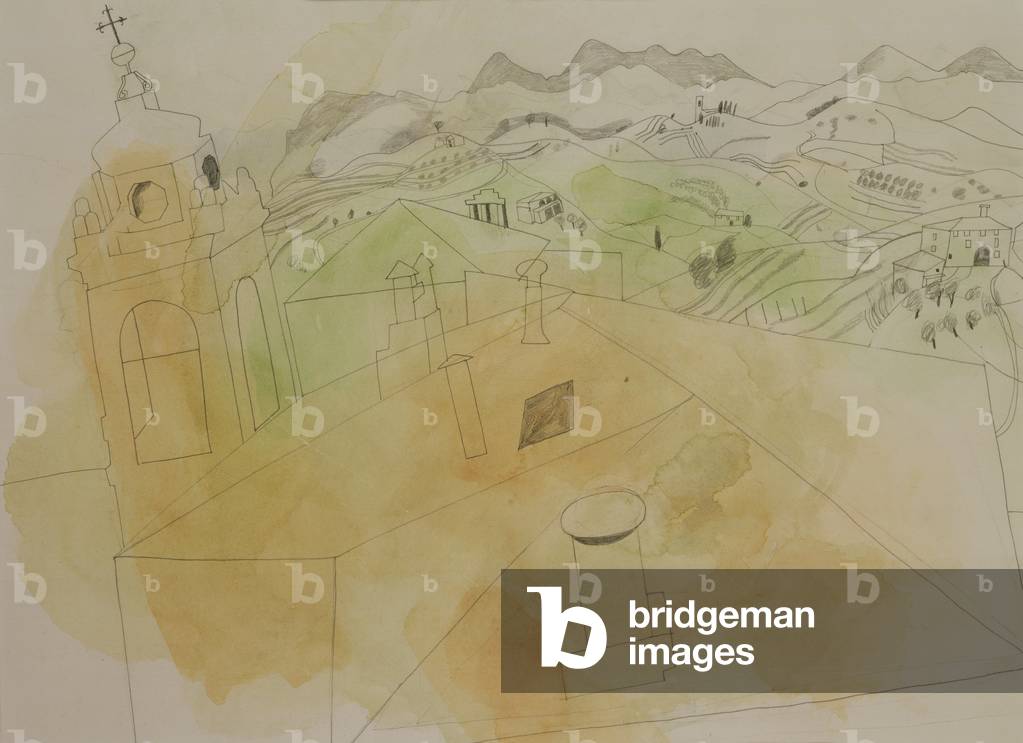 Perugia, 1969 (pencil & w/c on paper)