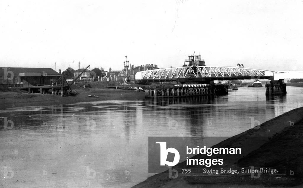Swing Bridge, Sutton Bridge (b/w photo)