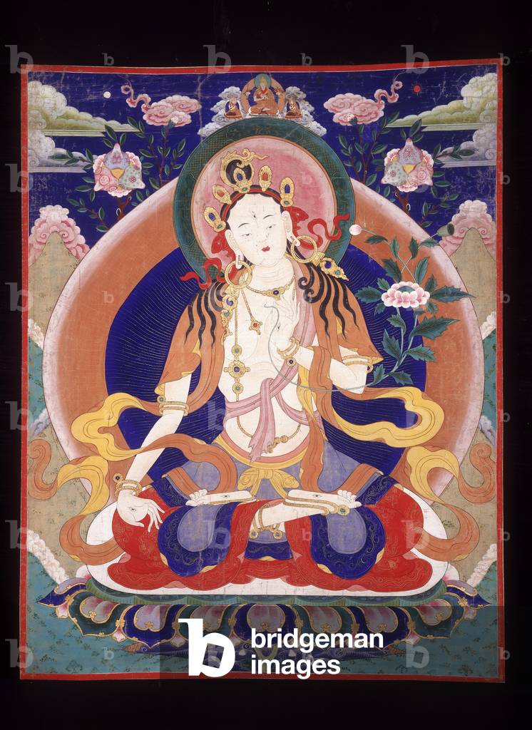 Thangka - White Tara with lotus (textile)