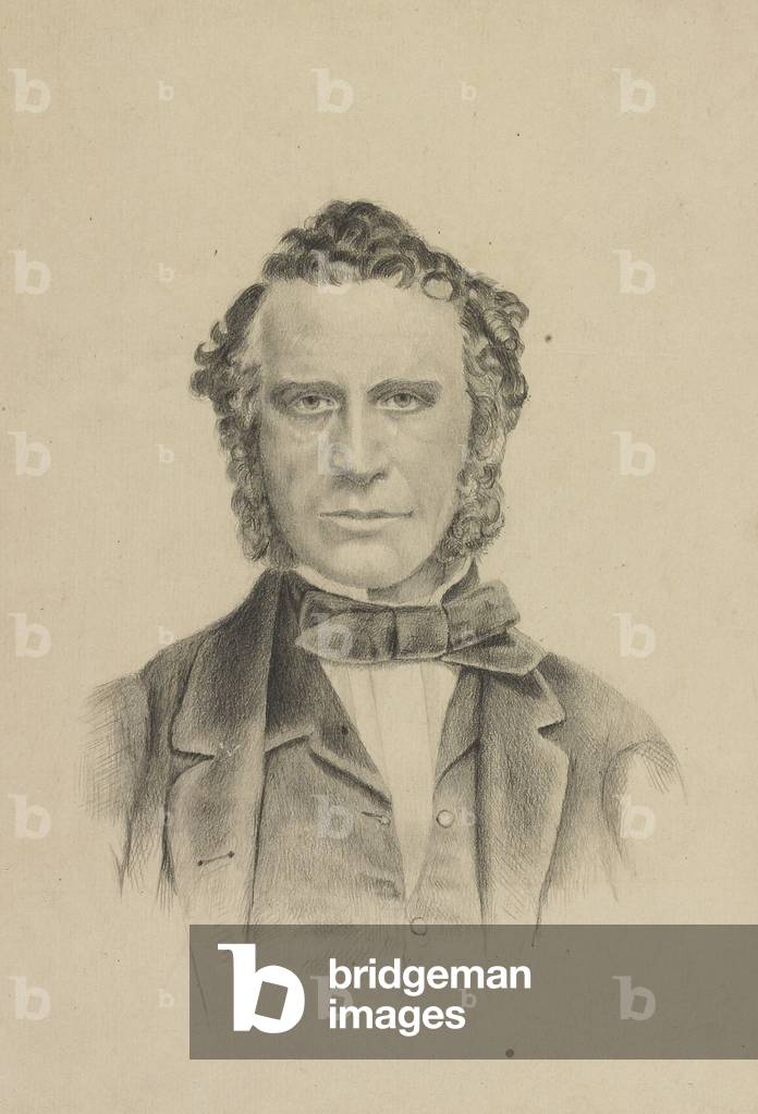 Portrait of a man, head and shoulders, wearing a bow tie, c.1860 (pencil with black watercolour on paper)