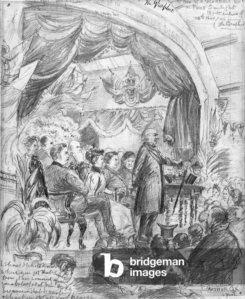 Rt. Hon W.E. Gladstone at Port Sunlight, 1891 (pencil on paper)